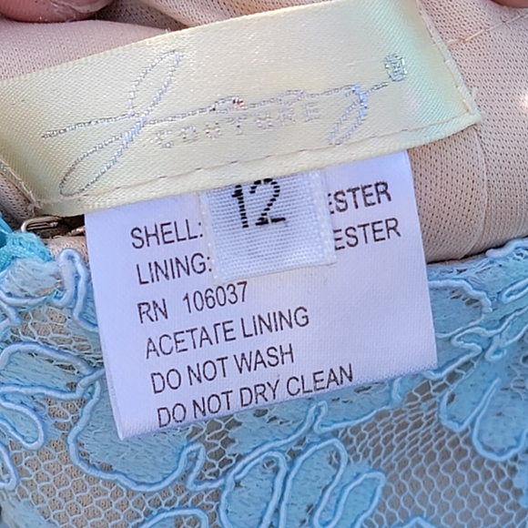 Jasz Couture Baby Blue Lace 2-Piece Halter Gown, Sz 12 - Picture 9 of 9